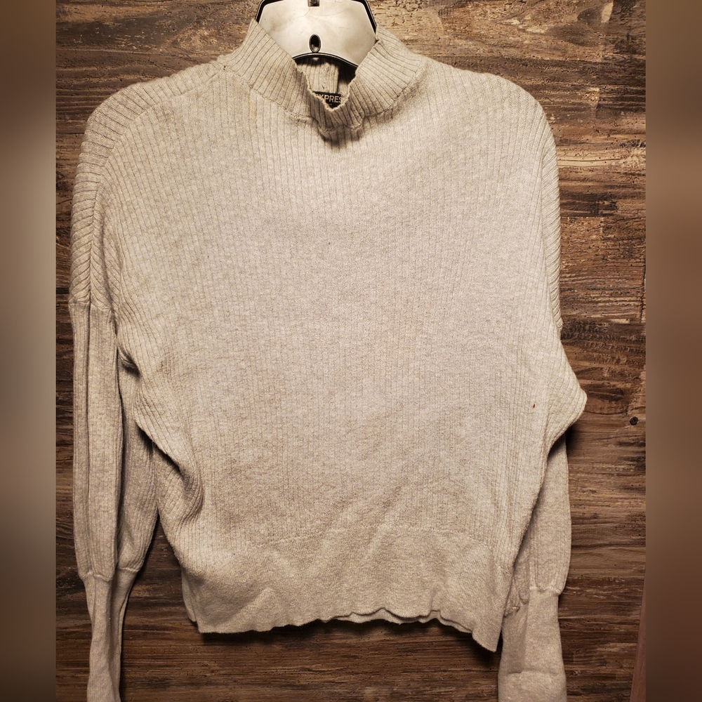 Express Sweater Women's Small Gray Long Sleeve Wool‎ Blend Light Weight